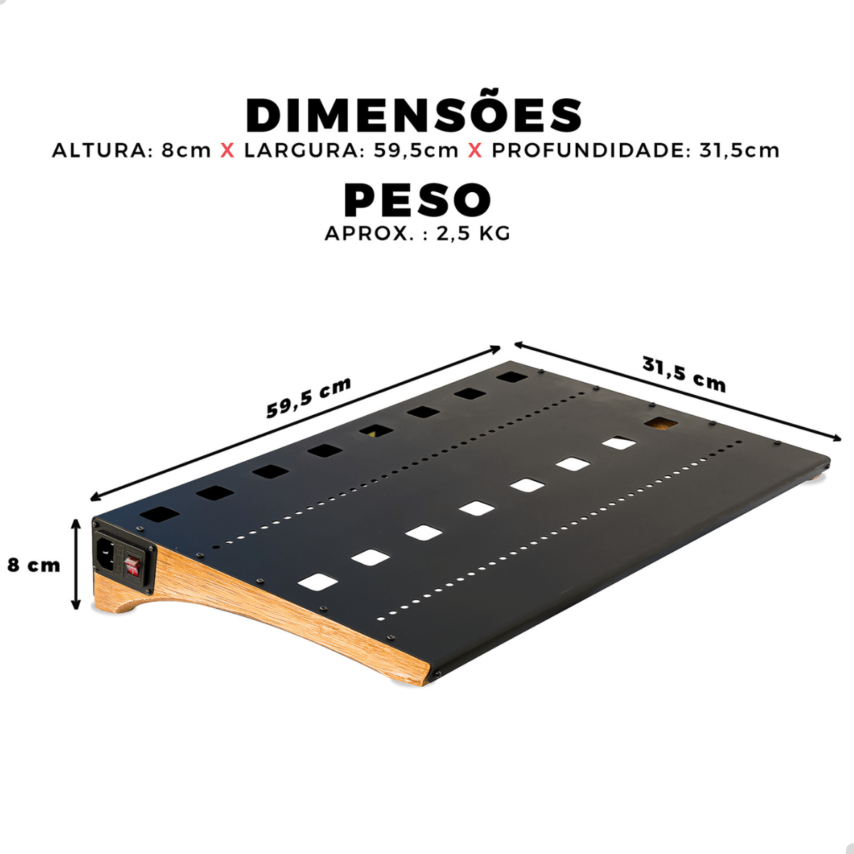 PedalBoard em Aço Reforçado Para Até 16 Pedais Eletrificado - Imagem 5